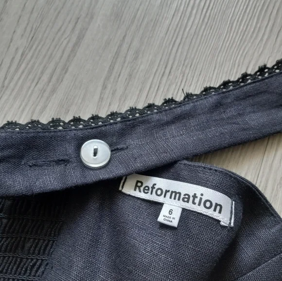 Reformation Tagliatelle Black Linen Midi Dress 6 - Picture 8 of 16